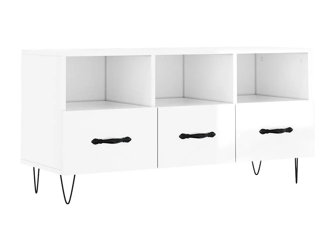 Meuble TV Blanc brillant 102x36x50 cm Bois d'ingénierie