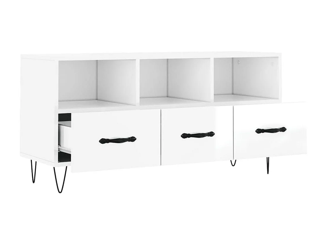 Meuble TV Blanc brillant 102x36x50 cm Bois d'ingénierie