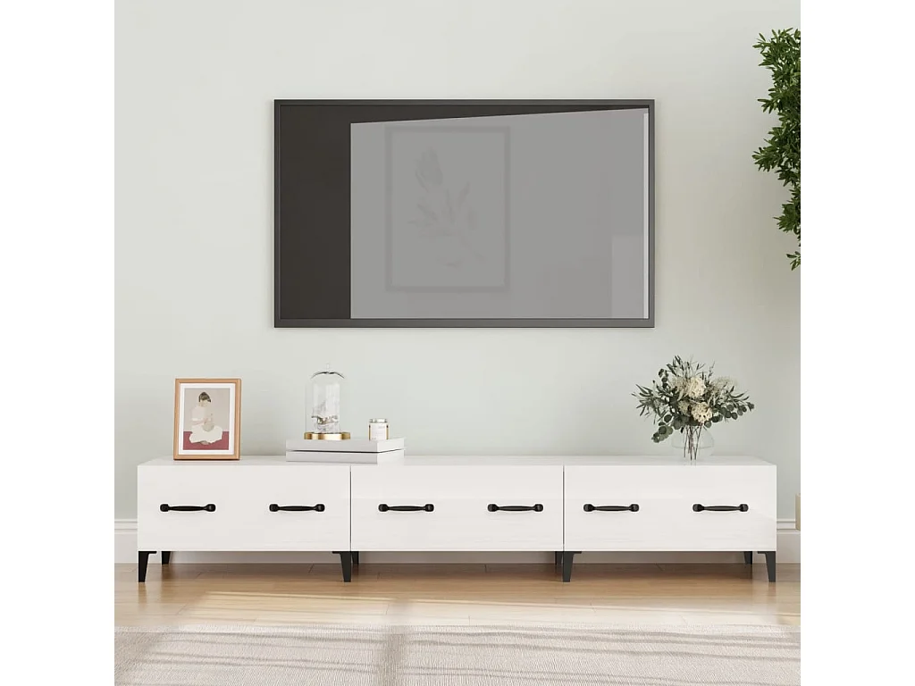 Meuble TV Blanc brillant 150x34,5x30 cm Bois d'ingénierie