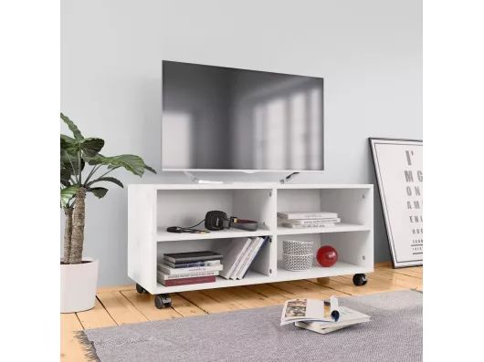 Kauf Unique TV-Schrank mit Rollen Weiß 90x35x35 cm Holzwerkstoff