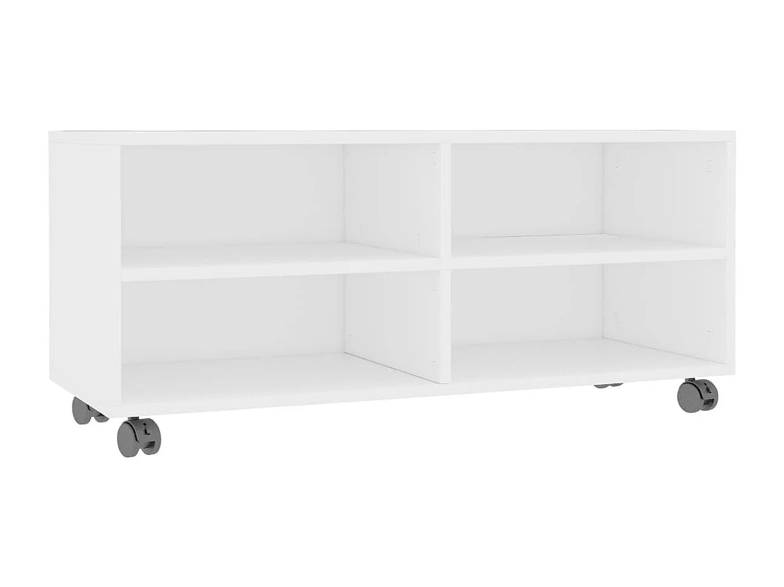Tv-meubel met wieltjes 90x35x35 cm bewerkt hout wit