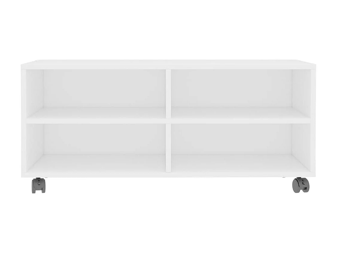 Tv-meubel met wieltjes 90x35x35 cm bewerkt hout wit