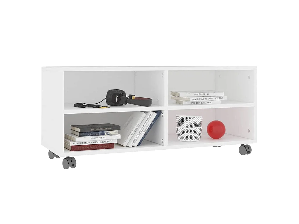 Meuble TV avec roulettes Blanc 90x35x35 cm Bois d'ingénierie