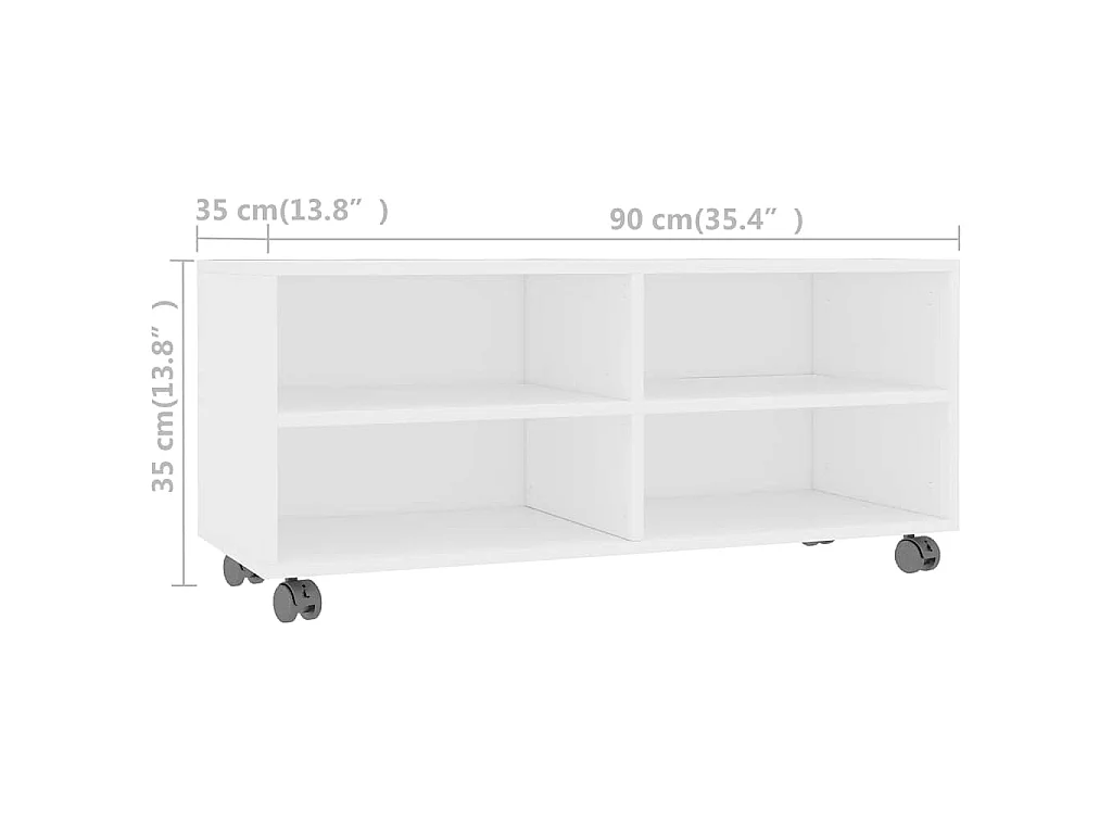 Meuble TV avec roulettes Blanc 90x35x35 cm Bois d'ingénierie