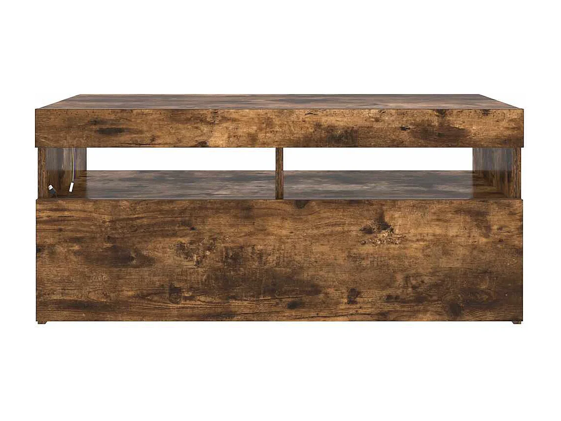 Tv-meubel met LED-verlichting 90x35x40 cm gerookt eikenkleurig