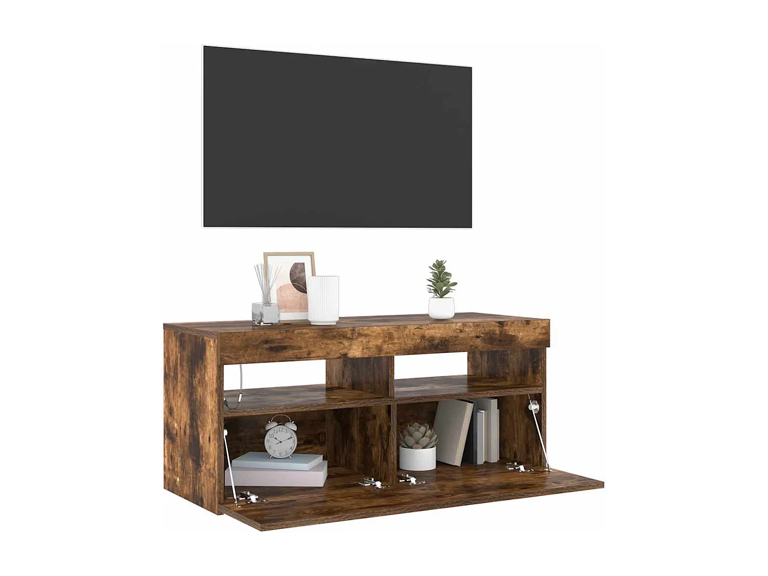 TV-Schrank mit LED-Leuchten Räuchereiche 90x35x40 cm