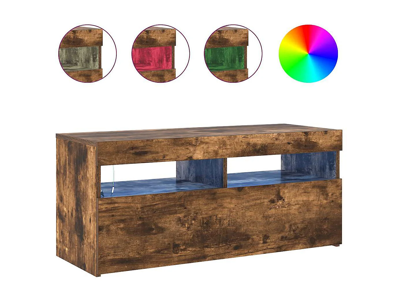 TV-Schrank mit LED-Leuchten Räuchereiche 90x35x40 cm