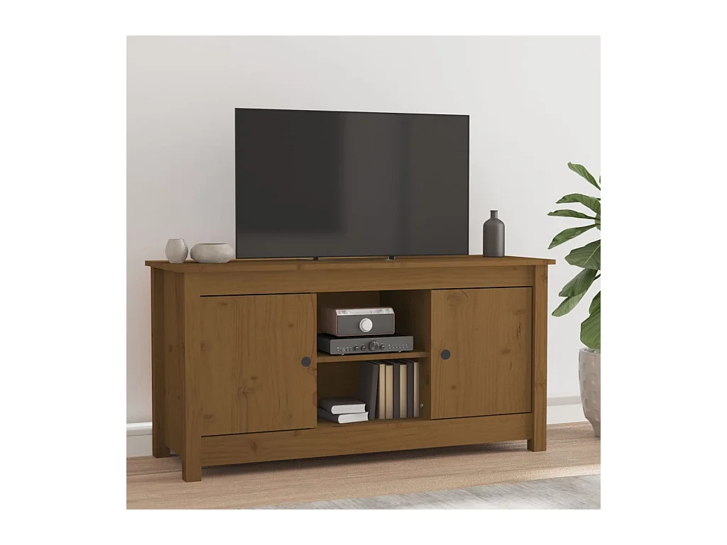 Meuble TV Marron miel 103x36,5x52 cm Bois de pin massif