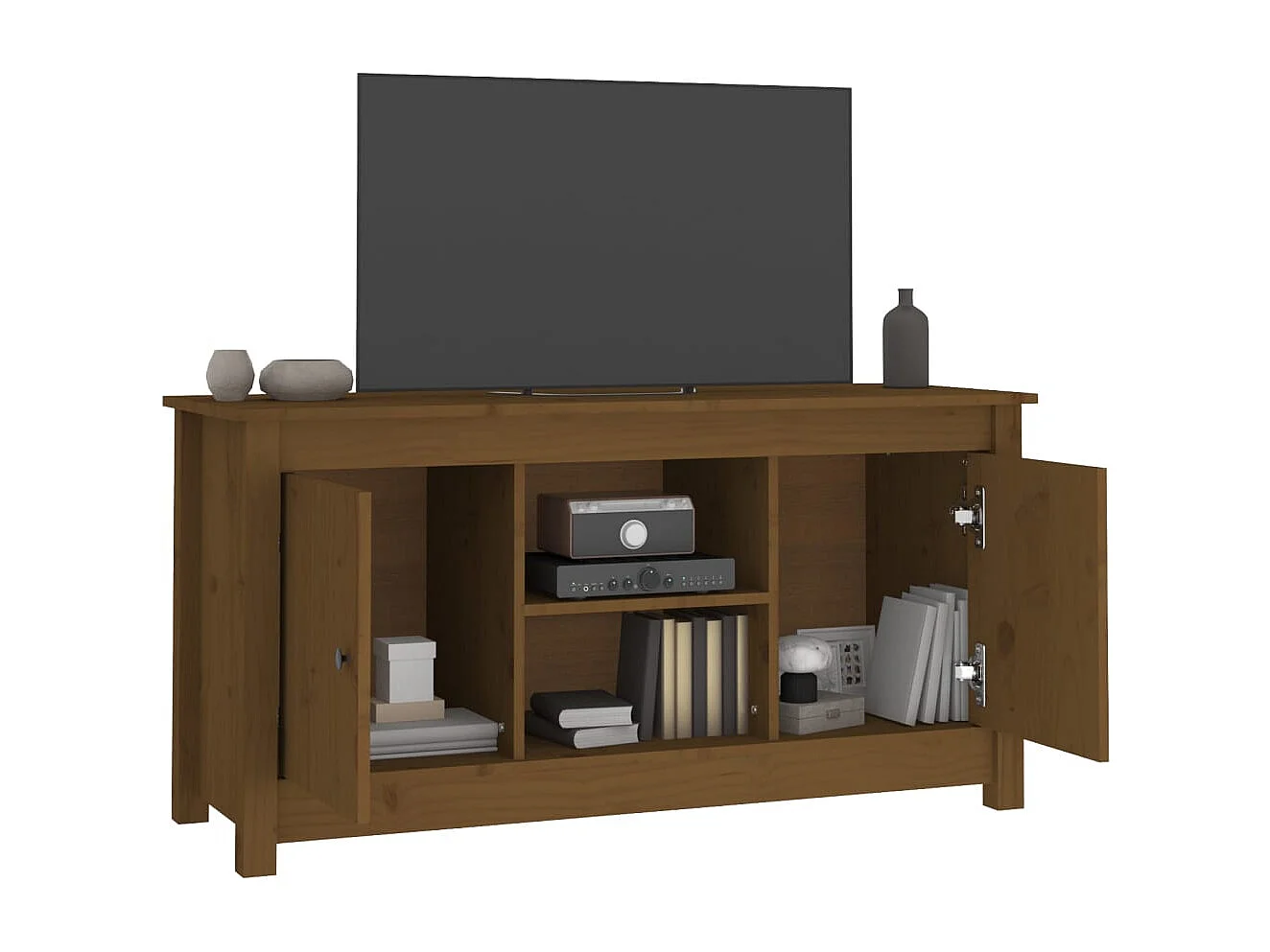 Móvel de TV 103x36,5x52 cm madeira de pinho maciça castanho mel