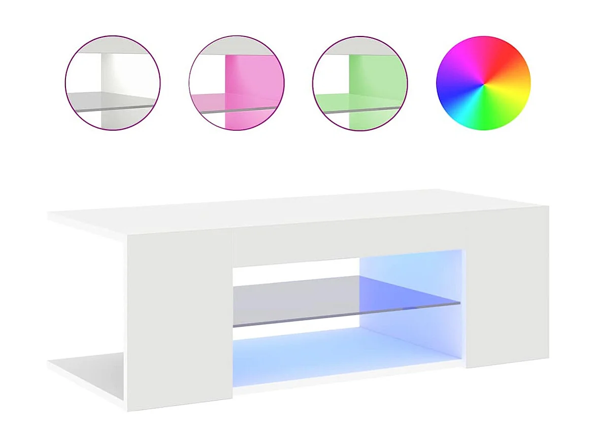 Meuble TV avec lumières LED Blanc 90x39x30 cm