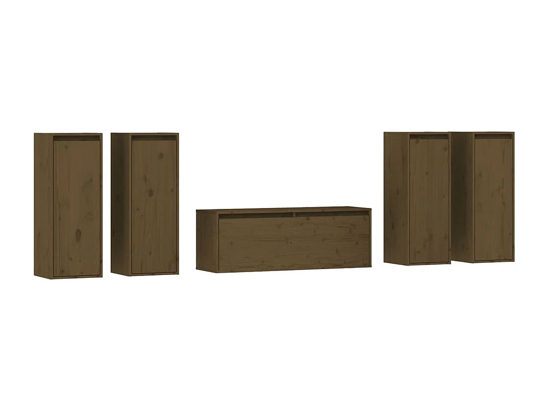 Meubles TV 5 pcs Marron miel Bois massif de pin
