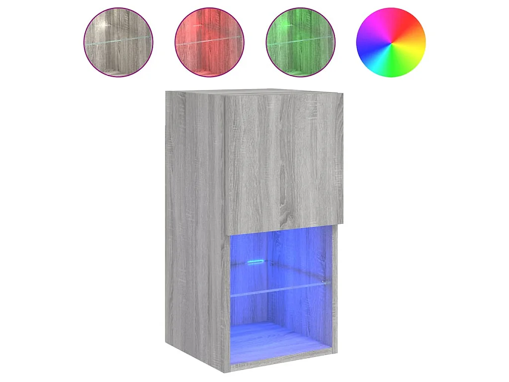 Mobile TV con Luci LED Grigio Sonoma 30,5x30x60 cm