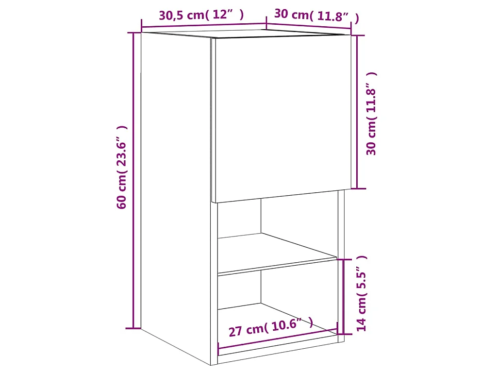 Mobile TV con Luci LED Grigio Sonoma 30,5x30x60 cm