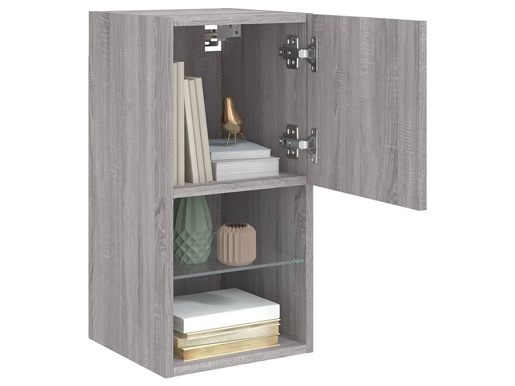 Mobile TV con Luci LED Grigio Sonoma 30,5x30x60 cm
