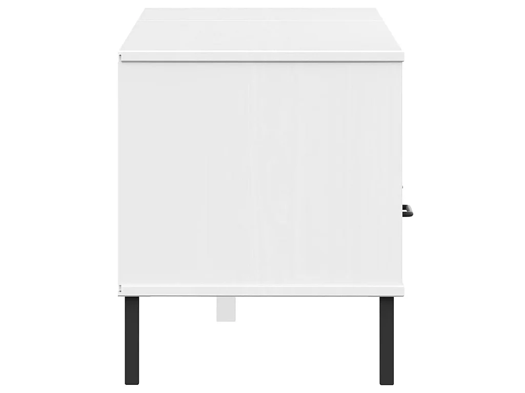 Meuble TV avec pieds en métal Blanc Bois de pin massif OSLO