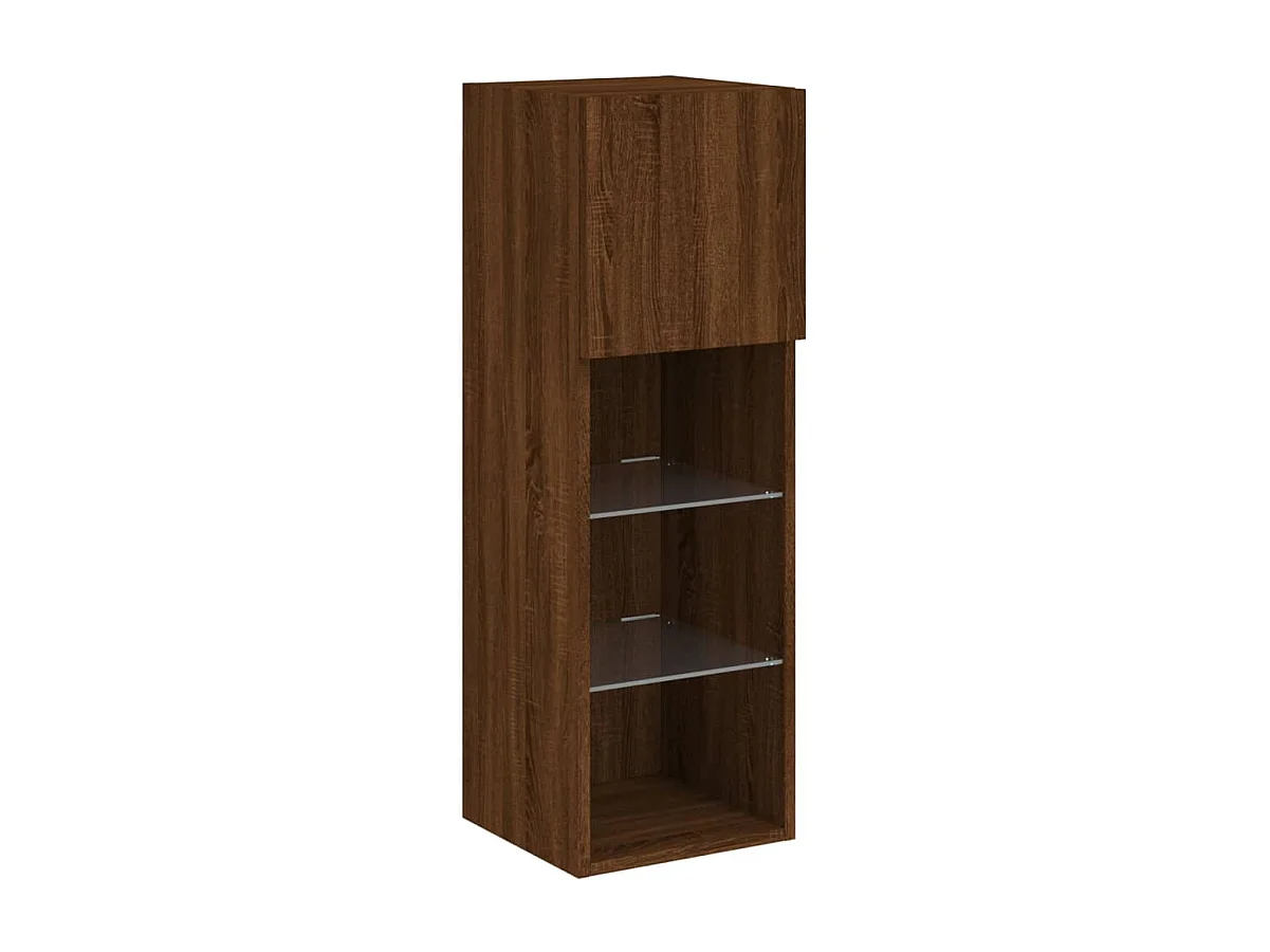 Mobili TV a Muro 4pz con Luci LED Rovere Marrone