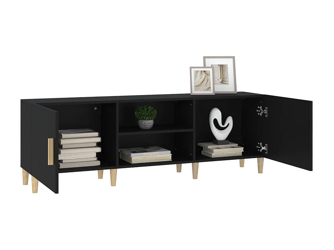 Meuble TV Noir 150x30x50 cm Bois d'ingénierie