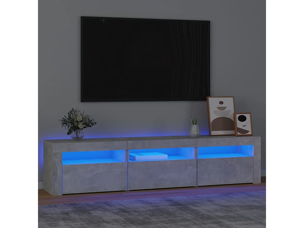 Mobile Porta TV con Luci LED Grigio Cemento 180x35x40 cm