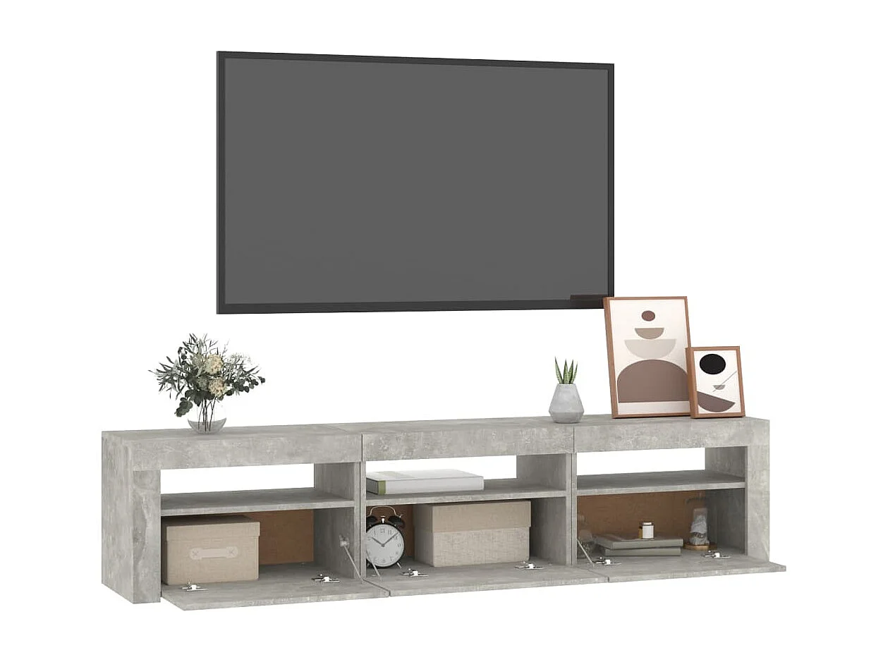 Mobile Porta TV con Luci LED Grigio Cemento 180x35x40 cm
