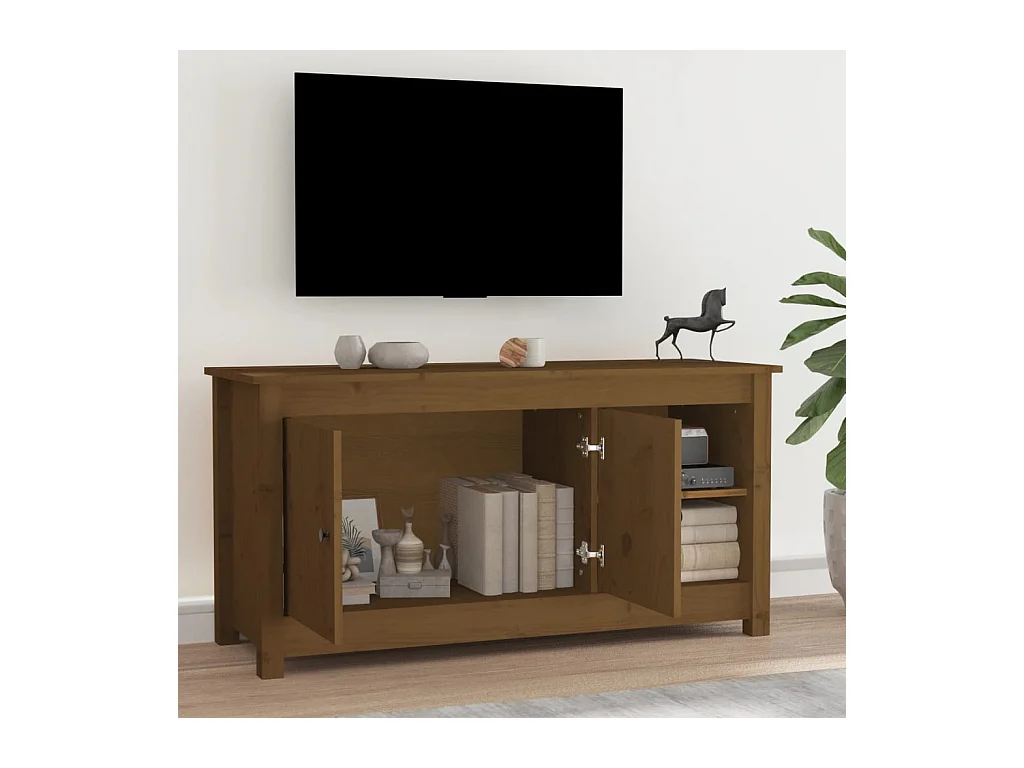 Meuble TV Marron miel 103x36,5x52 cm Bois de pin massif