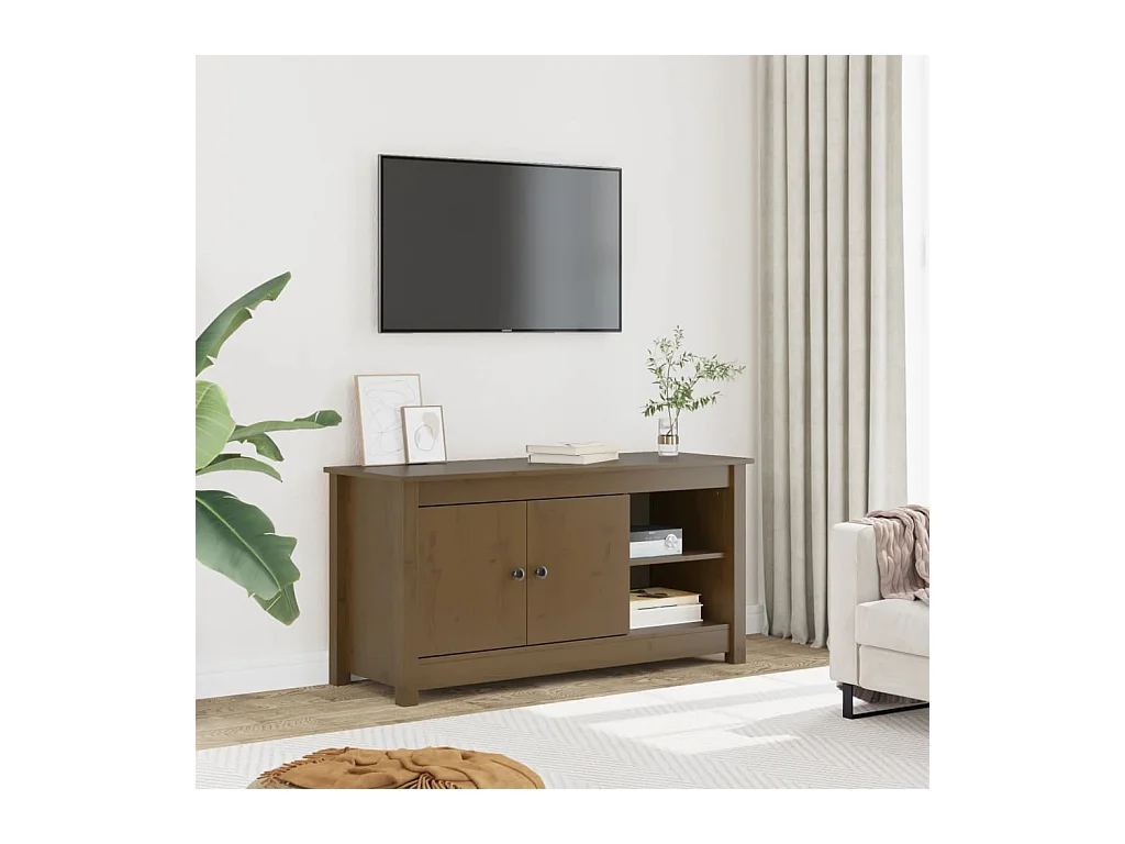 Meuble TV Marron miel 103x36,5x52 cm Bois de pin massif