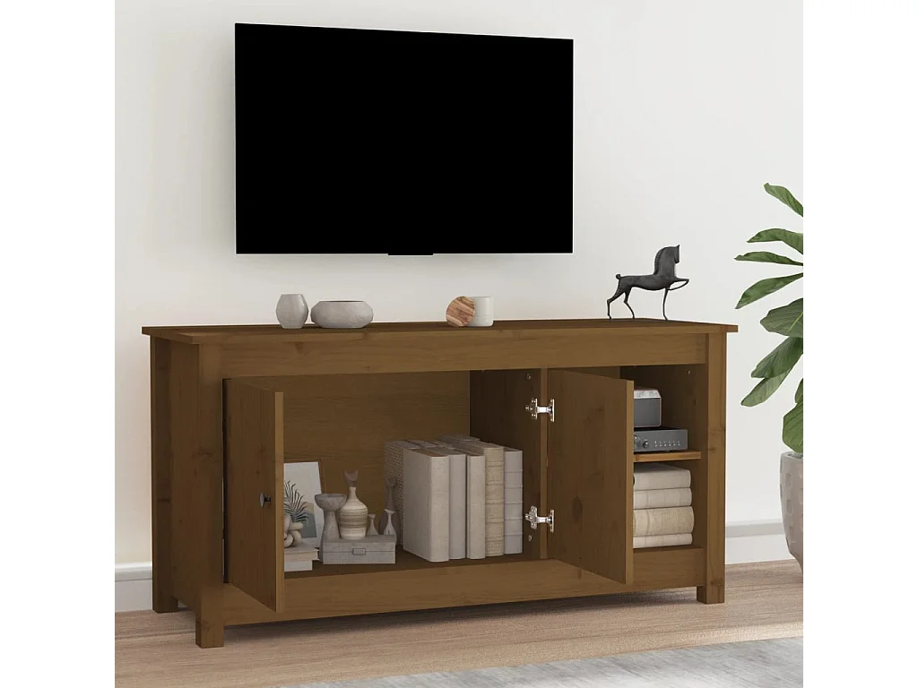 Meuble TV Marron miel 103x36,5x52 cm Bois de pin massif