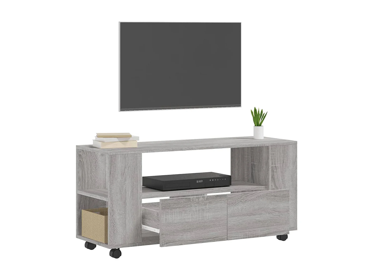 Tv-meubel 102x34,5x43 cm bewerkt hout grijs sonoma eikenkleurig