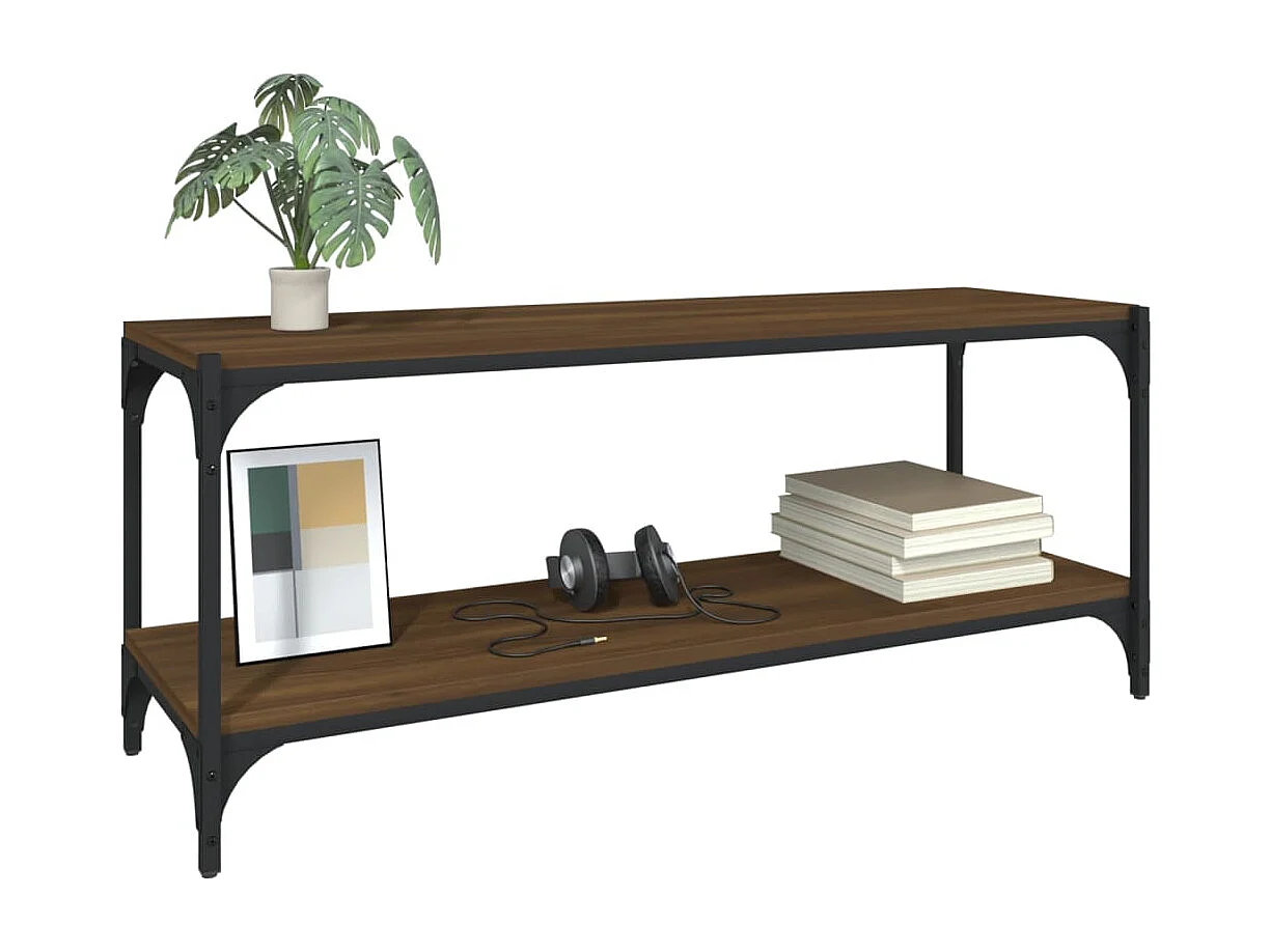 Meuble TV Chêne marron 100x33x41 cm Bois d'ingénierie et acier