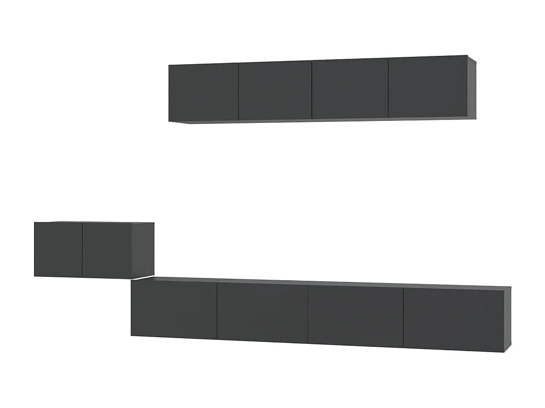 Conjunto móveis de TV 5 pcs madeira processada preto