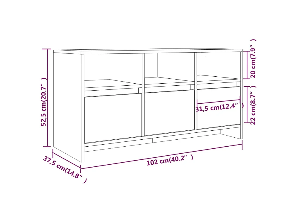 Mobile Porta TV Rovere Fumo 102x37,5x52,5 cm in Truciolato