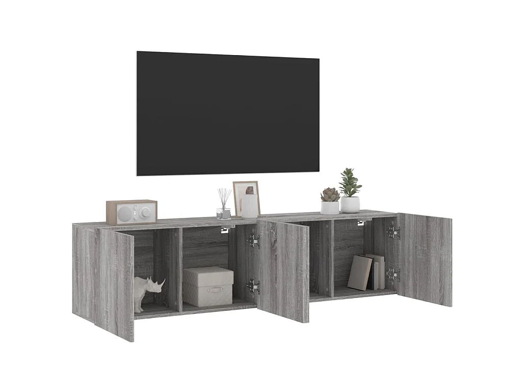 Tv-meubels 2 st wandgemonteerd 80x30x41 cm grijs sonoma eiken