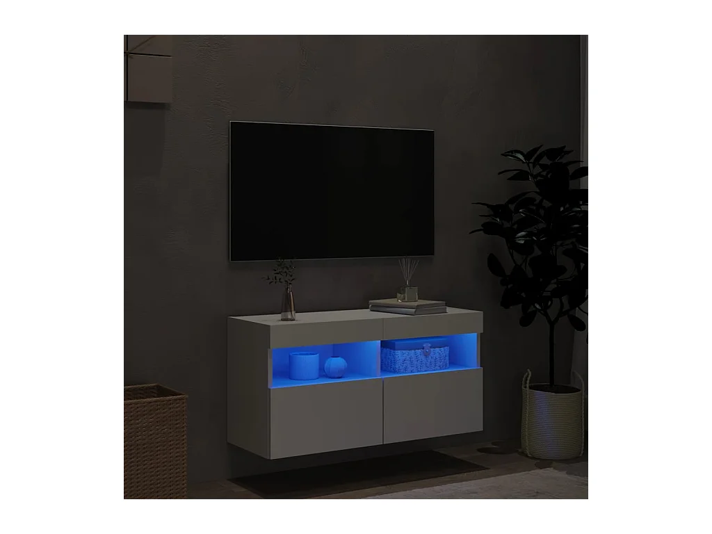 Tv-wandmeubel met LED-verlichting 80x30x40 cm wit