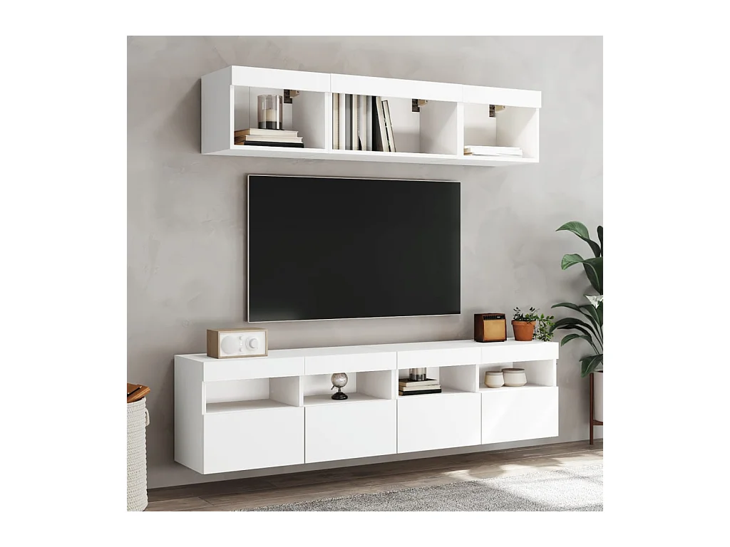 Tv-wandmeubel met LED-verlichting 80x30x40 cm wit