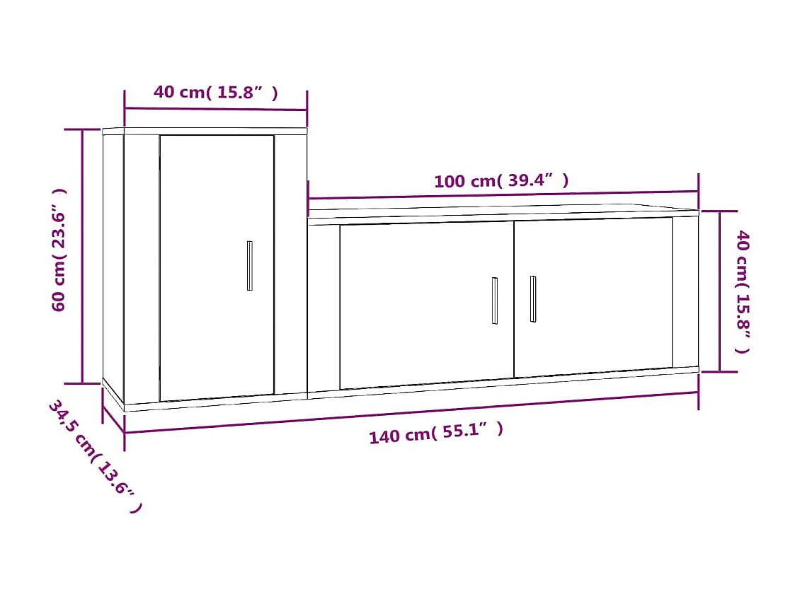 Ensemble de meubles TV 2 pcs Sonoma gris Bois d'ingénierie