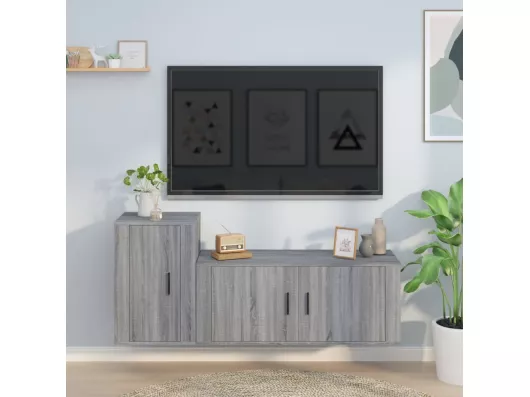 Kauf Unique 2-tlg. TV-Schrank-Set Grau Sonoma Holzwerkstoff