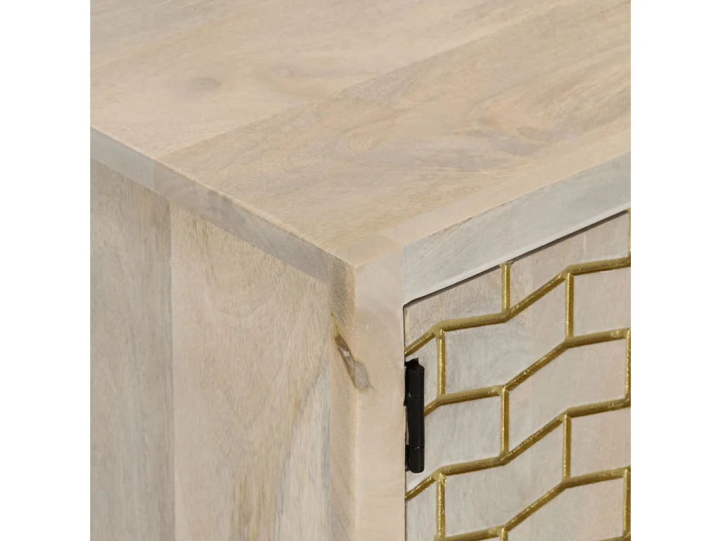 Meuble TV 110x30x40 cm bois de manguier massif blanchi