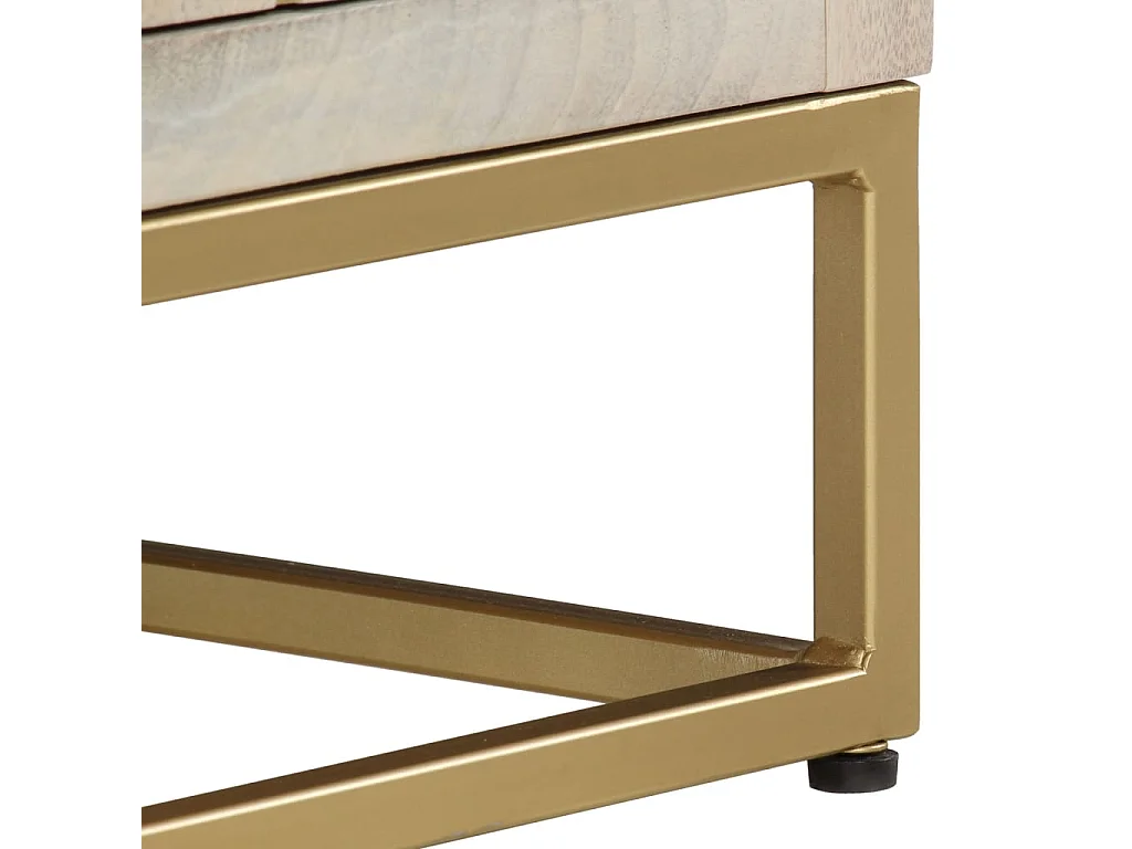 Meuble TV 110x30x40 cm bois de manguier massif blanchi