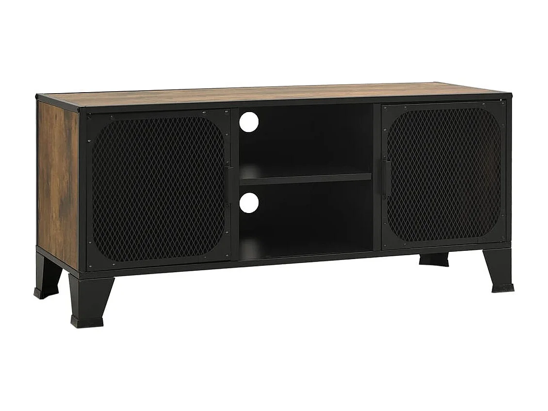 Mueble de TV metal y MDF marrón rústico 105x36x47 cm