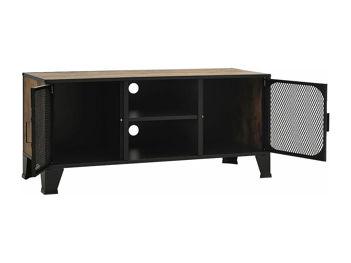 Mueble de TV metal y MDF marrón rústico 105x36x47 cm