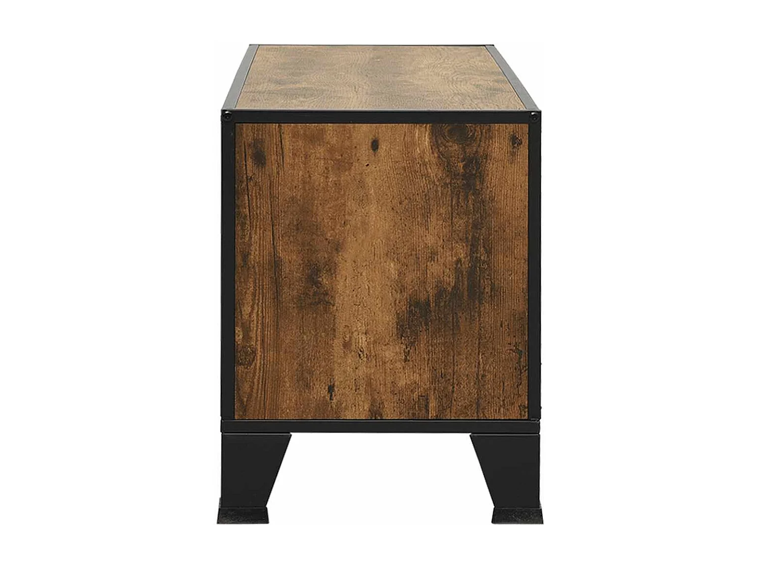 Rustykalna brązowa szafka RTV 105x36x47 cm Metal i MDF z Przechowywaniem i Stylem Przemysłowym