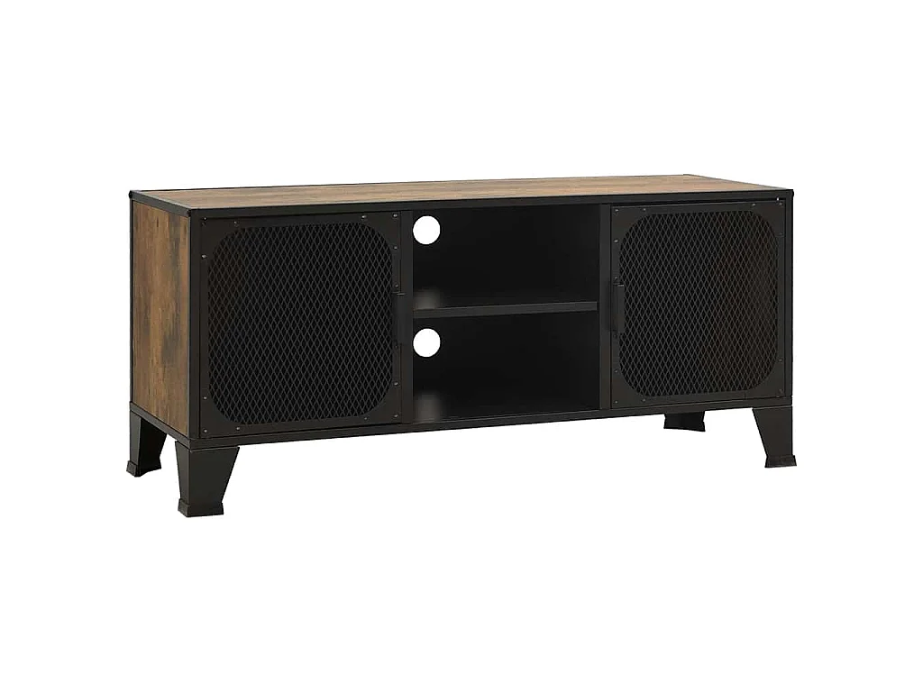 Meuble TV Marron rustique 105x36x47 cm Métal et MDF