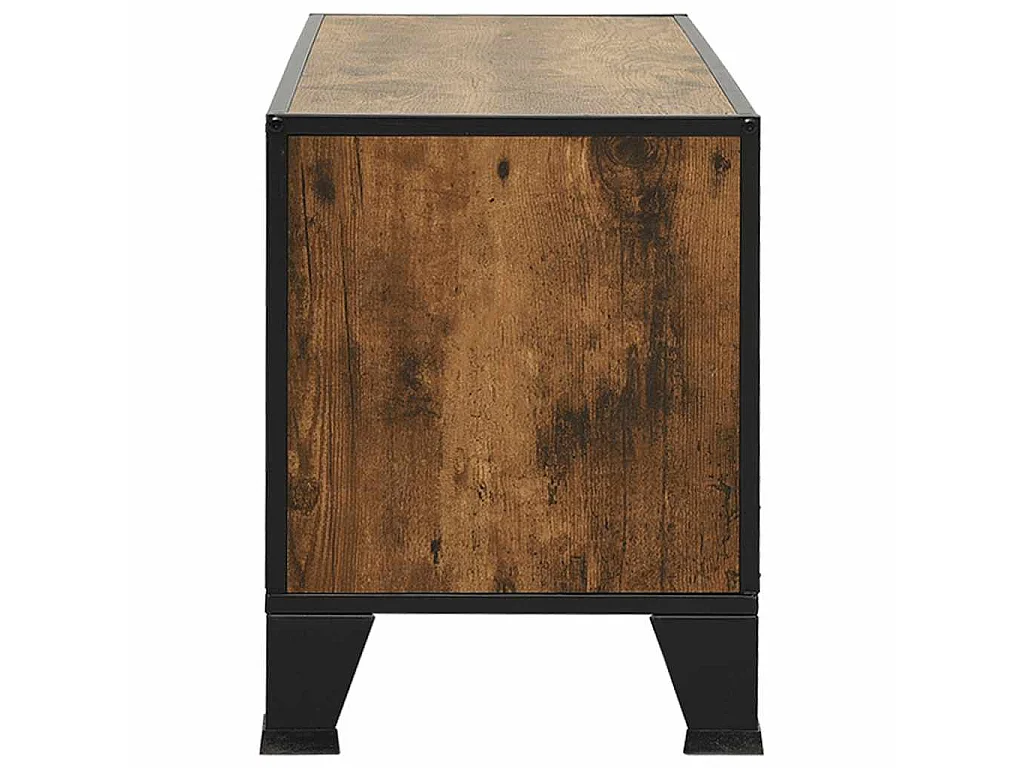 Meuble TV Marron rustique 105x36x47 cm Métal et MDF