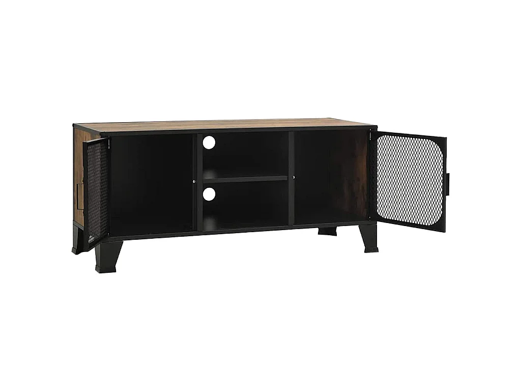 Meuble TV Marron rustique 105x36x47 cm Métal et MDF
