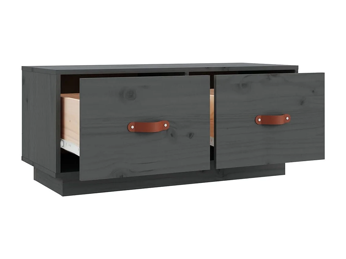 Mueble de TV de madera maciza de pino gris 80x34x35 cm