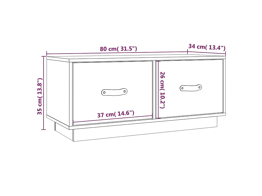 Mobile Porta TV Grigio 80x34x35 cm in Legno Massello di Pino