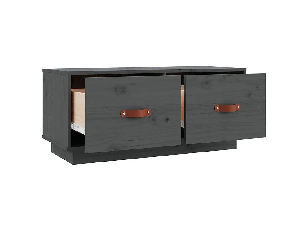 Mobile Porta TV Grigio 80x34x35 cm in Legno Massello di Pino