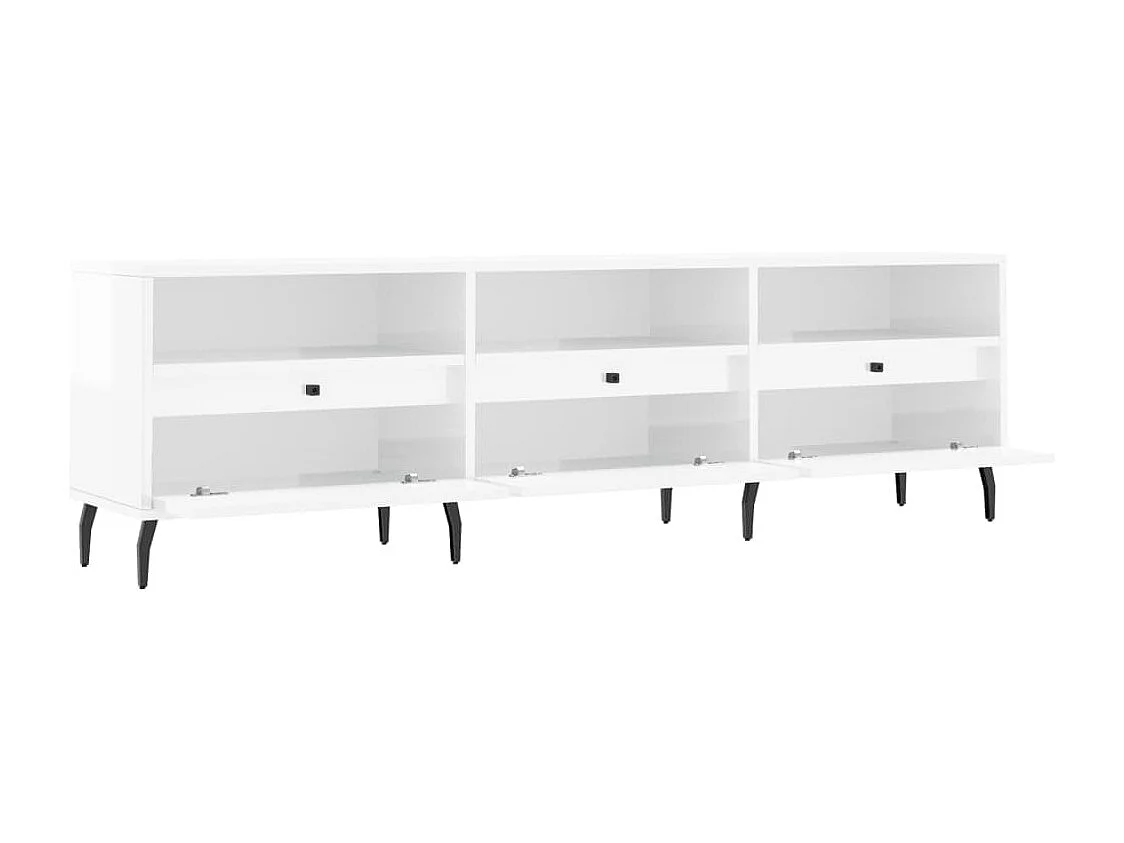 Meuble TV blanc brillant 150x30x44,5 cm bois d'ingénierie