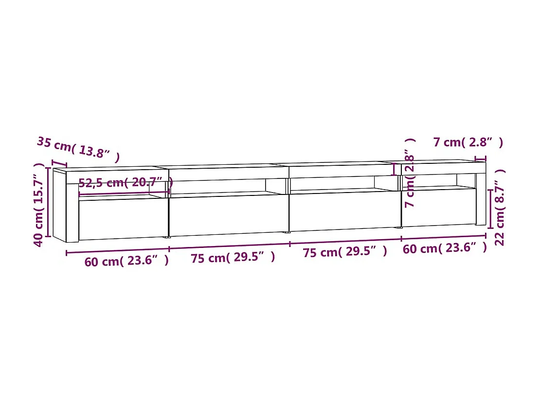 TV-Schrank mit LED-Leuchten Grau Sonoma 270x35x40 cm