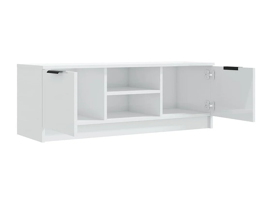 Mueble de TV madera contrachapada blanco brillo 102x35x36,5 cm
