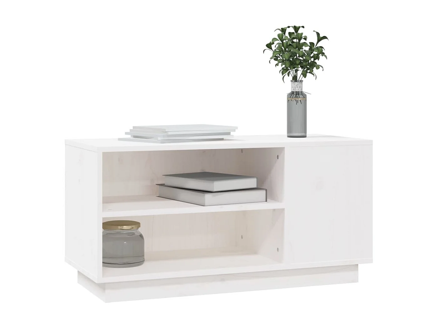 Móvel de TV 80x35x40,5 cm madeira de pinho maciça branco